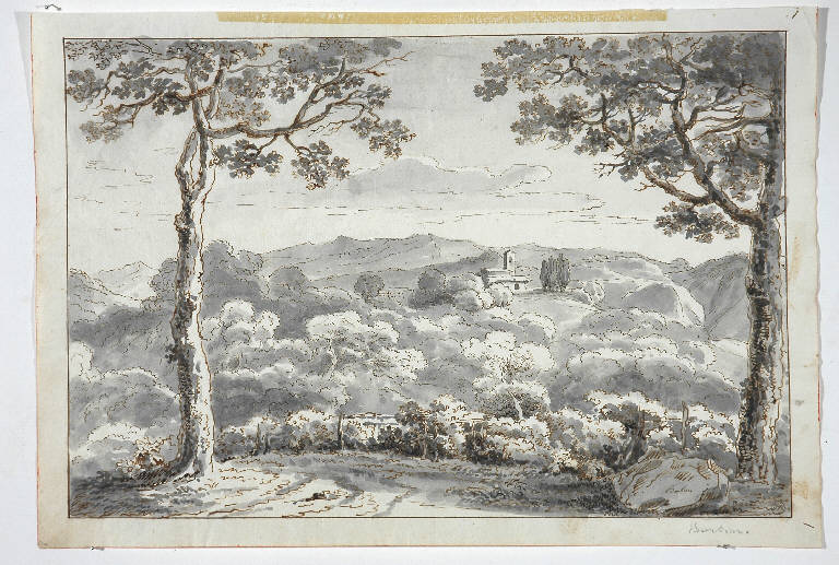 PAESAGGIO (disegno) di Monti Tiziano (secc. XVIII/ XIX)