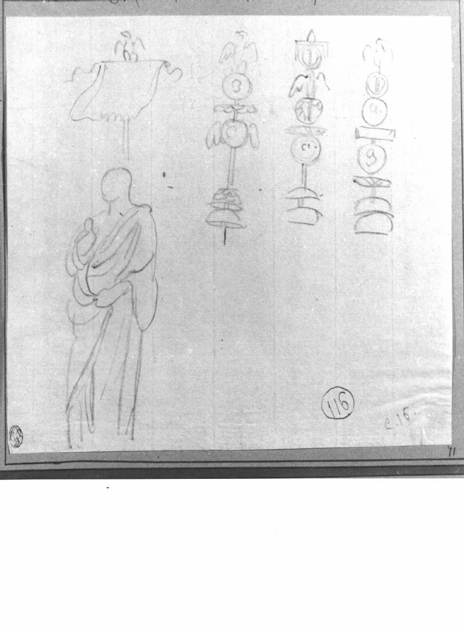 Figura maschile in abiti antichi e insegne romane, figura maschile (disegno) di Appiani, Andrea (sec. XIX)