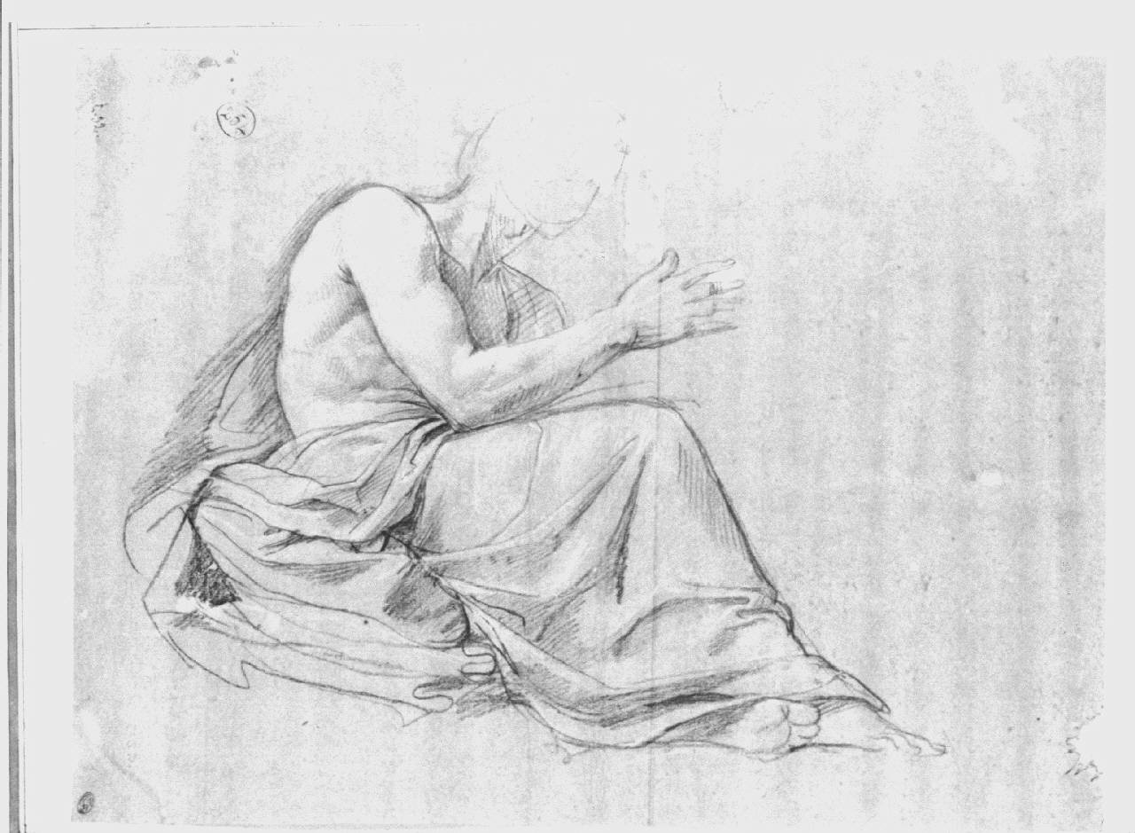 figura maschile panneggiata seduta (disegno) di Appiani, Andrea (sec. XVIII)
