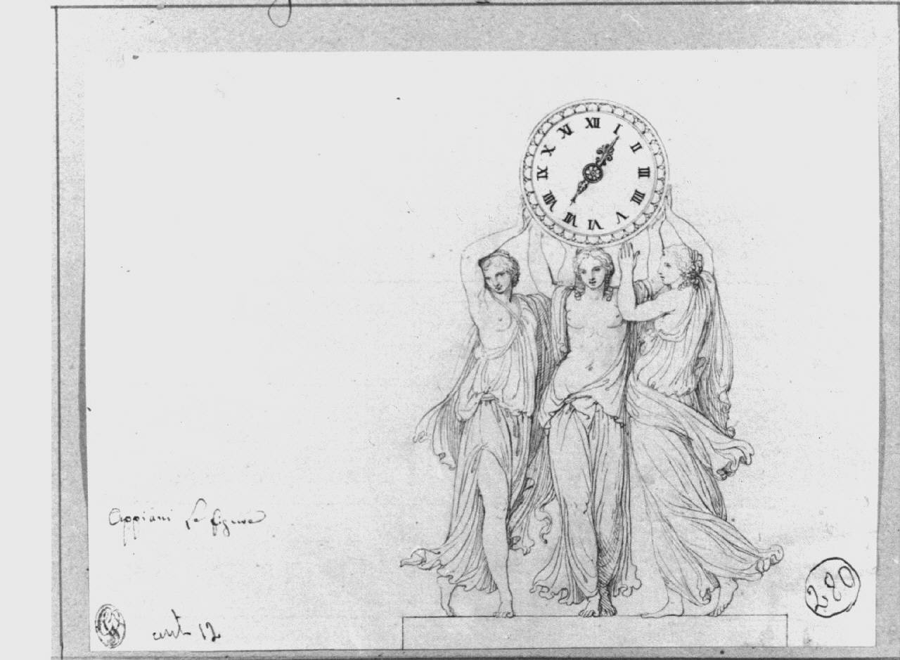 Orologio, figure femminili (disegno) di Appiani, Andrea (inizio sec. XIX)