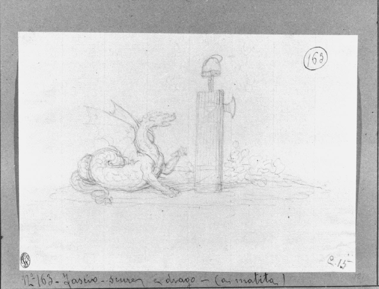 elemento decorativo (drago con fascio) (disegno) di Appiani, Andrea (secc. XVIII/ XIX)