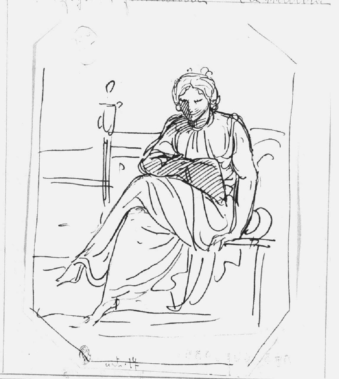 figure femminile seduta (disegno) di Appiani, Andrea (sec. XIX)