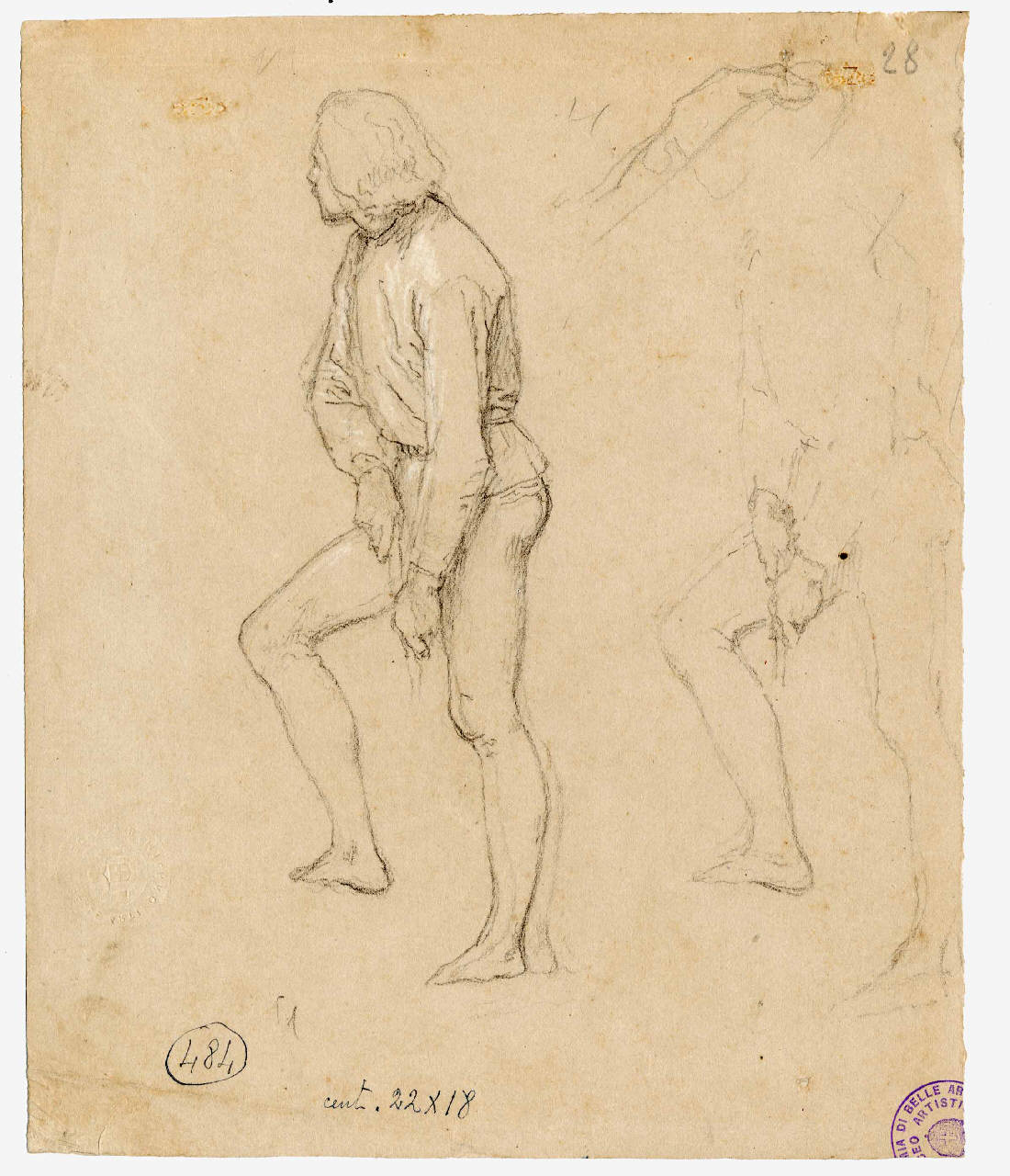 Studi di figure veneziane (paggi), figure maschili, paggi (disegno) di Hayez, Francesco (metà sec. XIX)