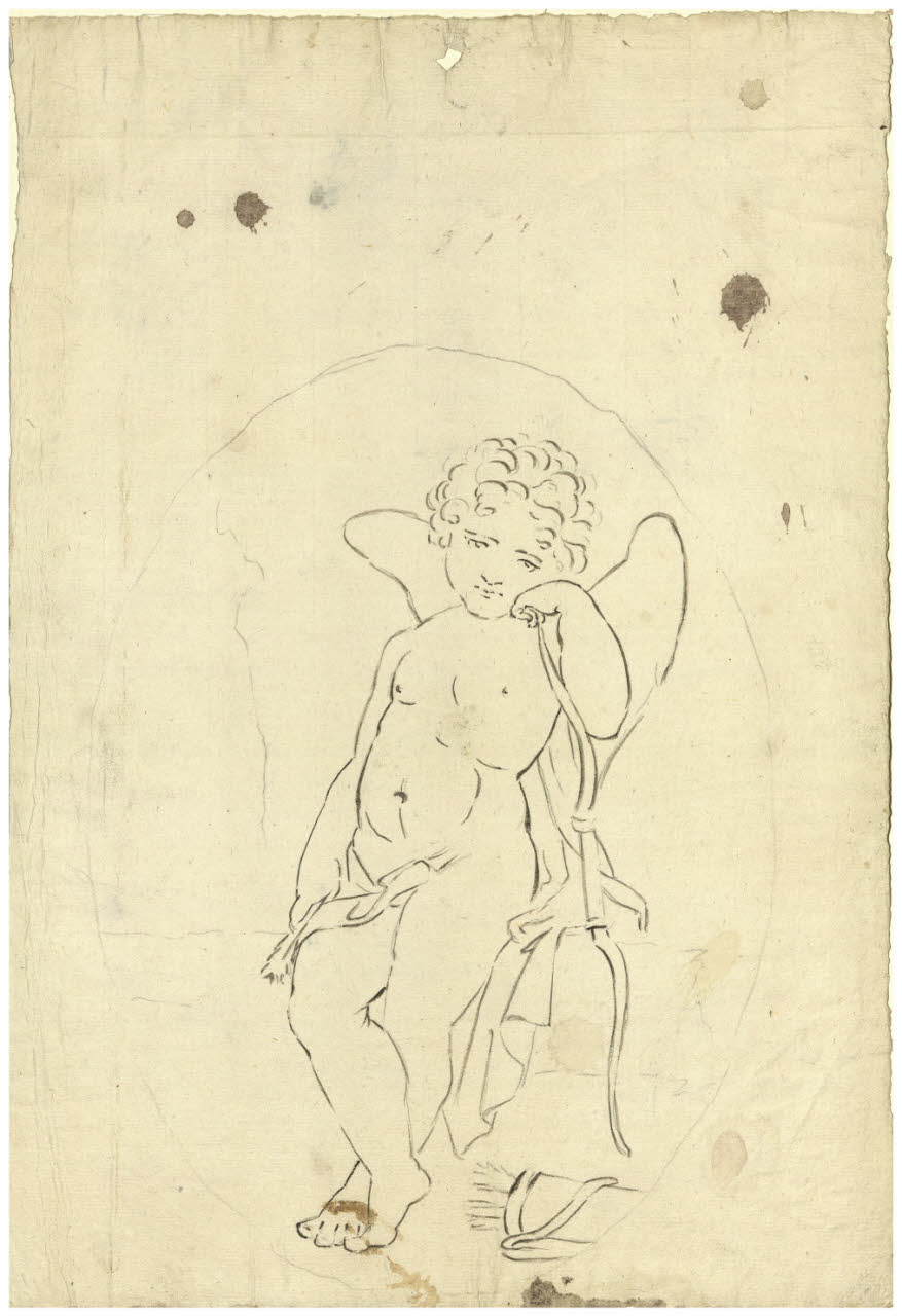 Amore in riposo (disegno) - ambito italiano (secc. XVIII/ XIX)