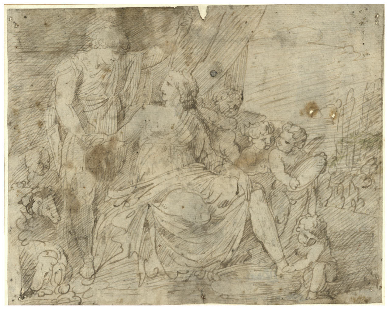 Scena mitologica (La toeletta di Venere?), L'abbigliamento di Venere (inventario) (disegno) di Appiani, Andrea (fine/inizio secc. XVIII/ XIX)