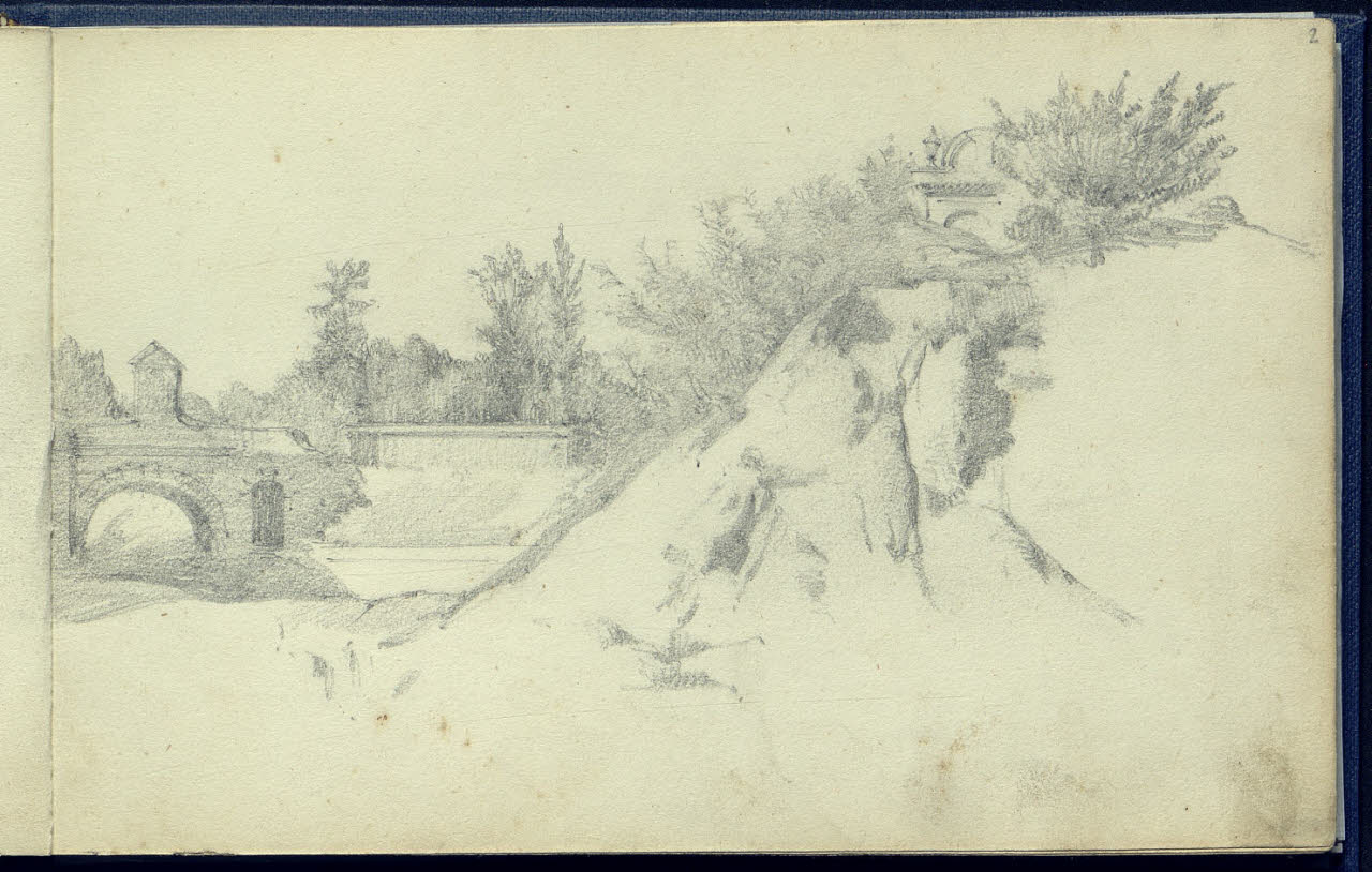 Paesaggio con un ponte (disegno) di Bianchi, Mosè; Bianchi, Mosè (seconda metà sec. XIX)