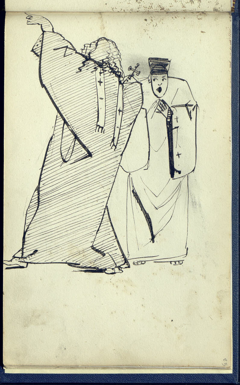 Composizione umoristica con ecclesiastici (disegno) di Bianchi, Mosè; Bianchi, Mosè (seconda metà sec. XIX)