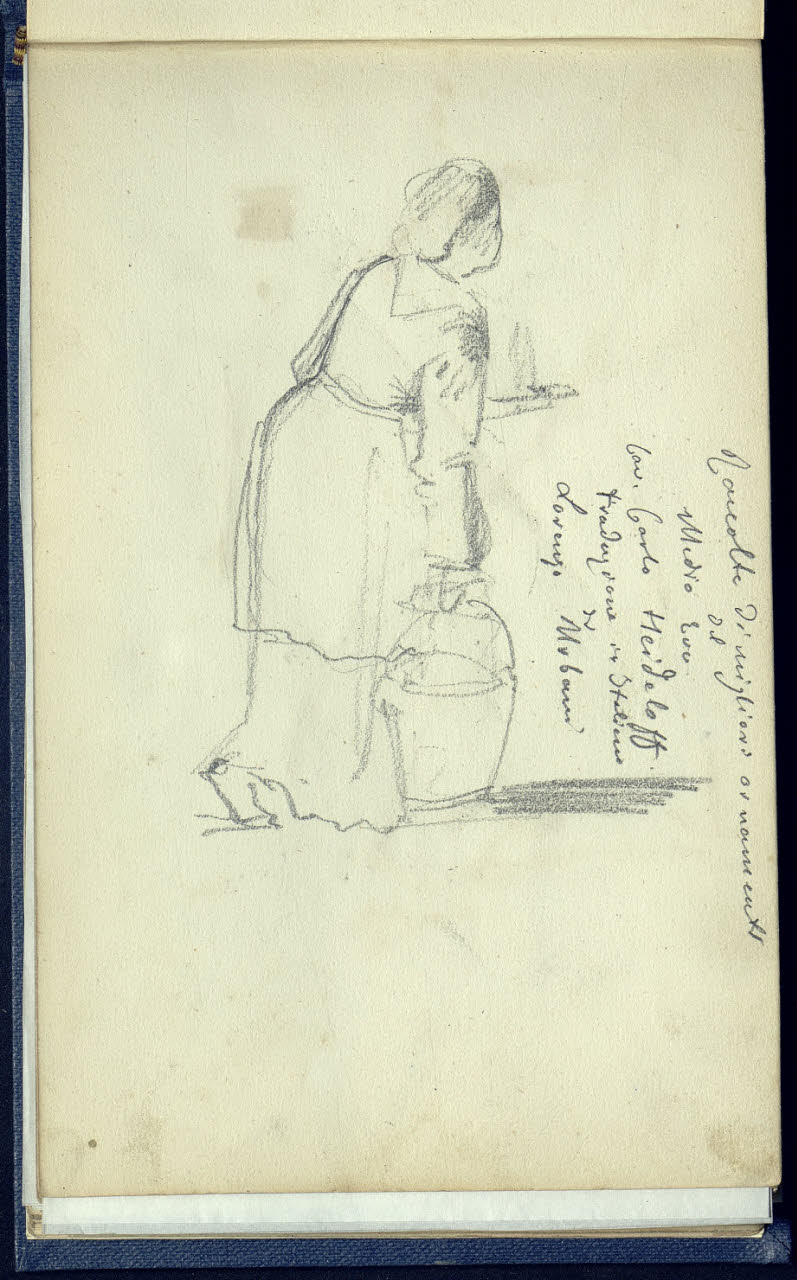 Figuretta femminile in cammino che regge un secchio (disegno) di Bianchi, Mosè; Bianchi, Mosè (seconda metà sec. XIX)