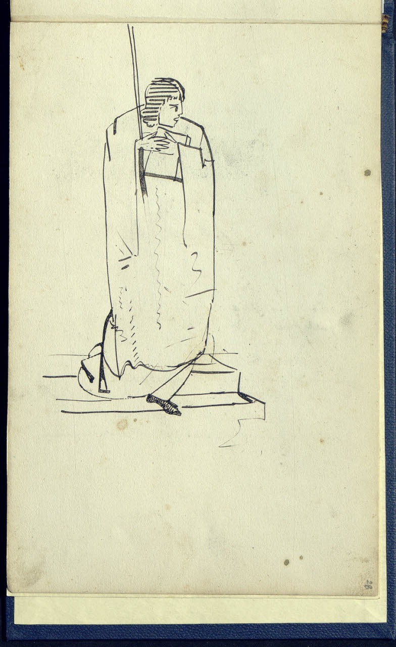 Figuretta umoristica di giudice con parrucca (disegno) di Bianchi, Mosè; Bianchi, Mosè (seconda metà sec. XIX)