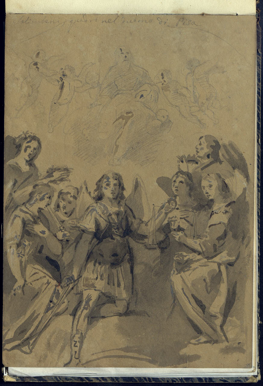 Dio Padre giudicante tra gli arcangeli copia da un quadro del Salimbeni nel Duomo di Pisa (disegno) di Bianchi, Mosè; Bianchi, Mosè (seconda metà sec. XIX)