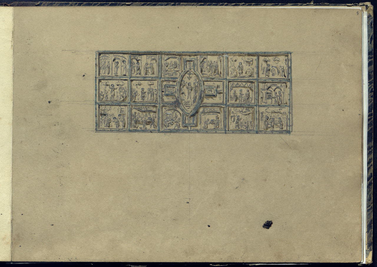 Rilievo del paliotto del Duomo di Monza (disegno) di Bianchi, Mosè; Bianchi, Mosè (seconda metà sec. XIX)