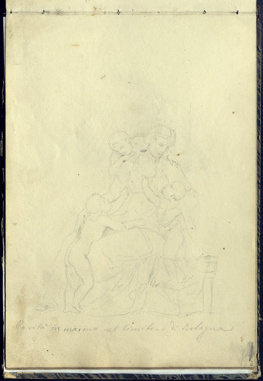 Rilievo dalla statua in marmo La Carità di Innocenzo Giungi nel cimitero della Certosa di Bologna (disegno) di Bianchi, Mosè; Bianchi, Mosè (seconda metà sec. XIX)
