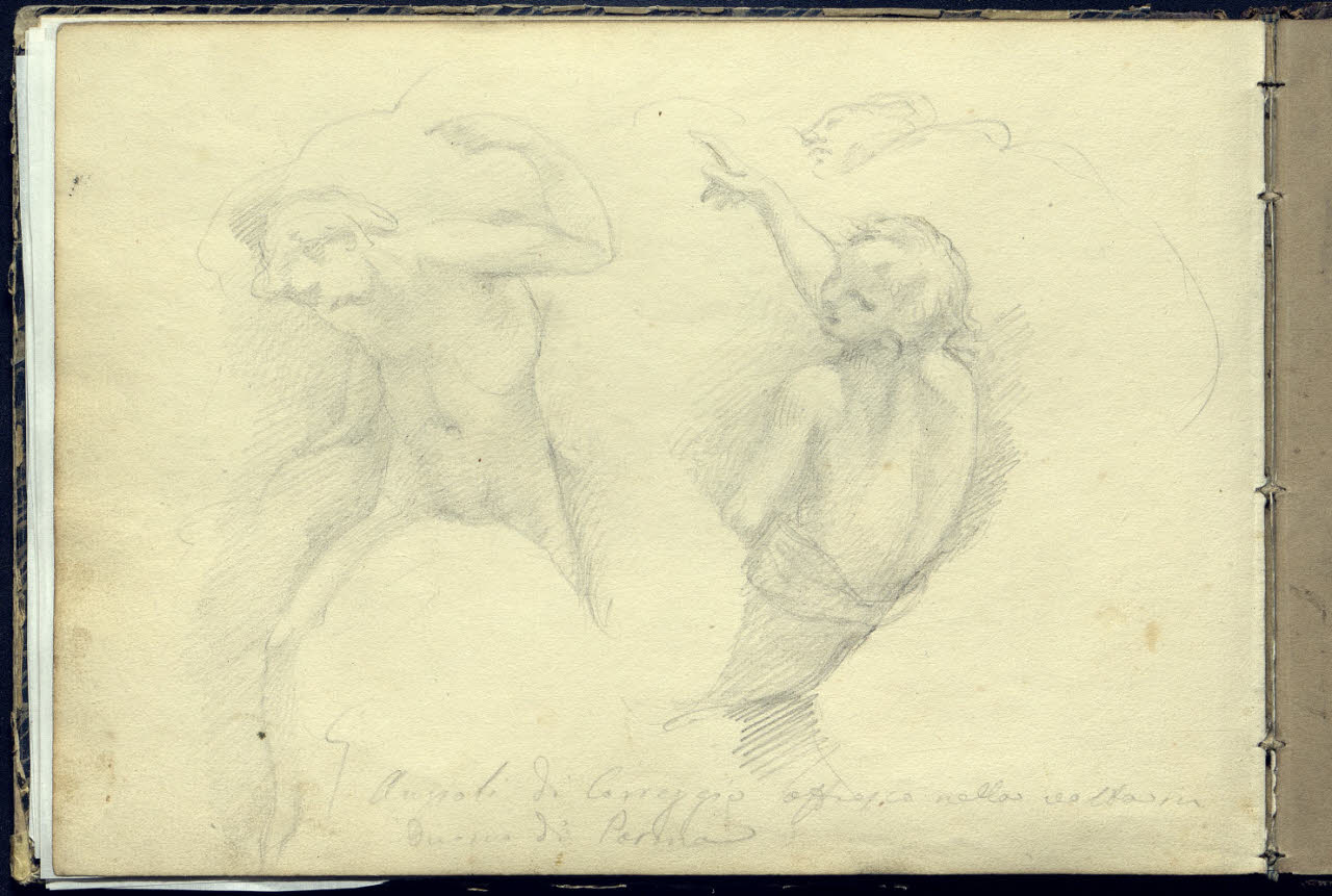 Rilievo degli affreschi con due angeli del Correggio nel Duomo di Parma (disegno) di Bianchi, Mosè; Bianchi, Mosè (seconda metà sec. XIX)