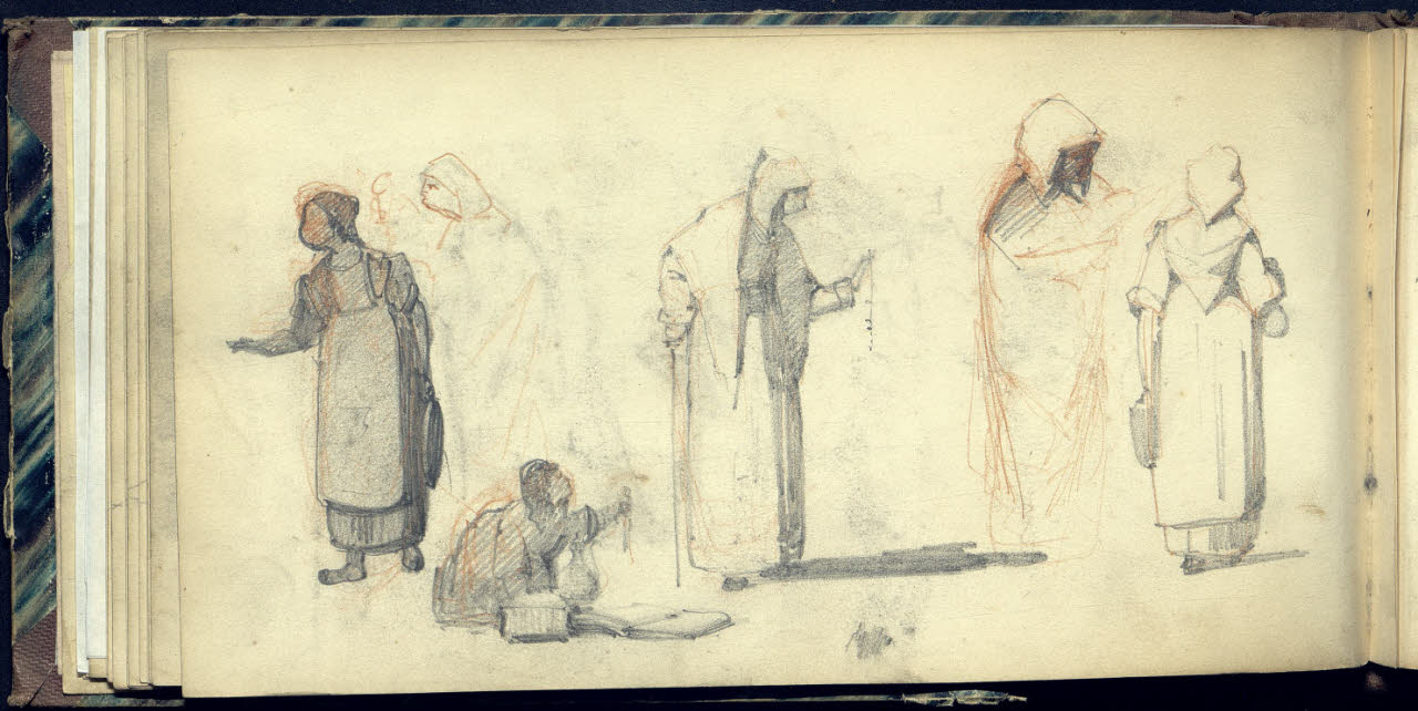 Schizzi di varie figurette femminili (disegno) di Bianchi, Mosè; Bianchi, Mosè (seconda metà sec. XIX)