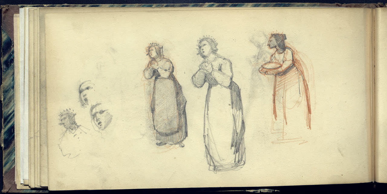 Schizzi di figurette femminili (disegno) di Bianchi, Mosè; Bianchi, Mosè (seconda metà sec. XIX)