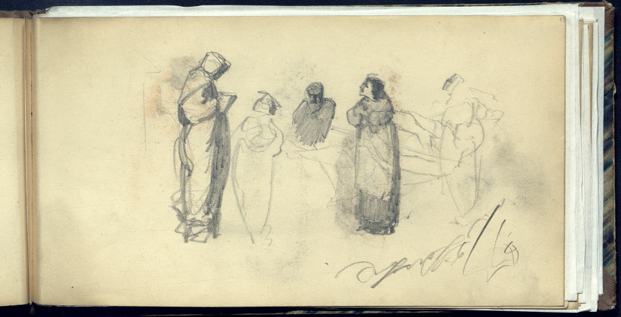 Schizzi di figurette maschili e femminili (disegno) di Bianchi, Mosè; Bianchi, Mosè (seconda metà sec. XIX)