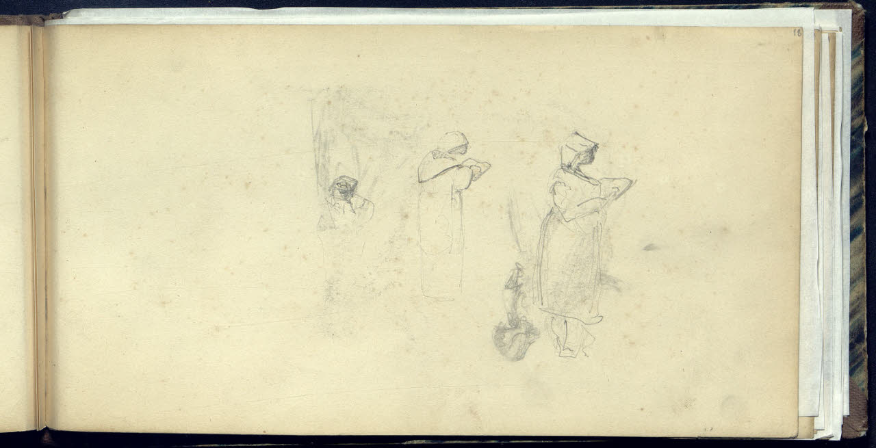 Abbozzo di figurette femminili incappucciate (disegno) di Bianchi, Mosè; Bianchi, Mosè (seconda metà sec. XIX)