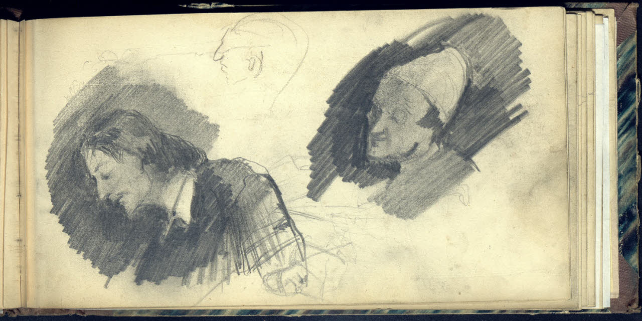 Due ritratti di sconosciuti effigiati a mezzobusto di profilo e di tre quarti (disegno) di Bianchi, Mosè; Bianchi, Mosè (seconda metà sec. XIX)