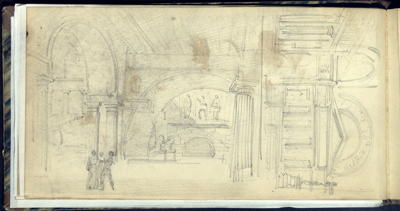 Due scenografie architettoniche (disegno) di Bianchi, Mosè; Bianchi, Mosè (seconda metà sec. XIX)