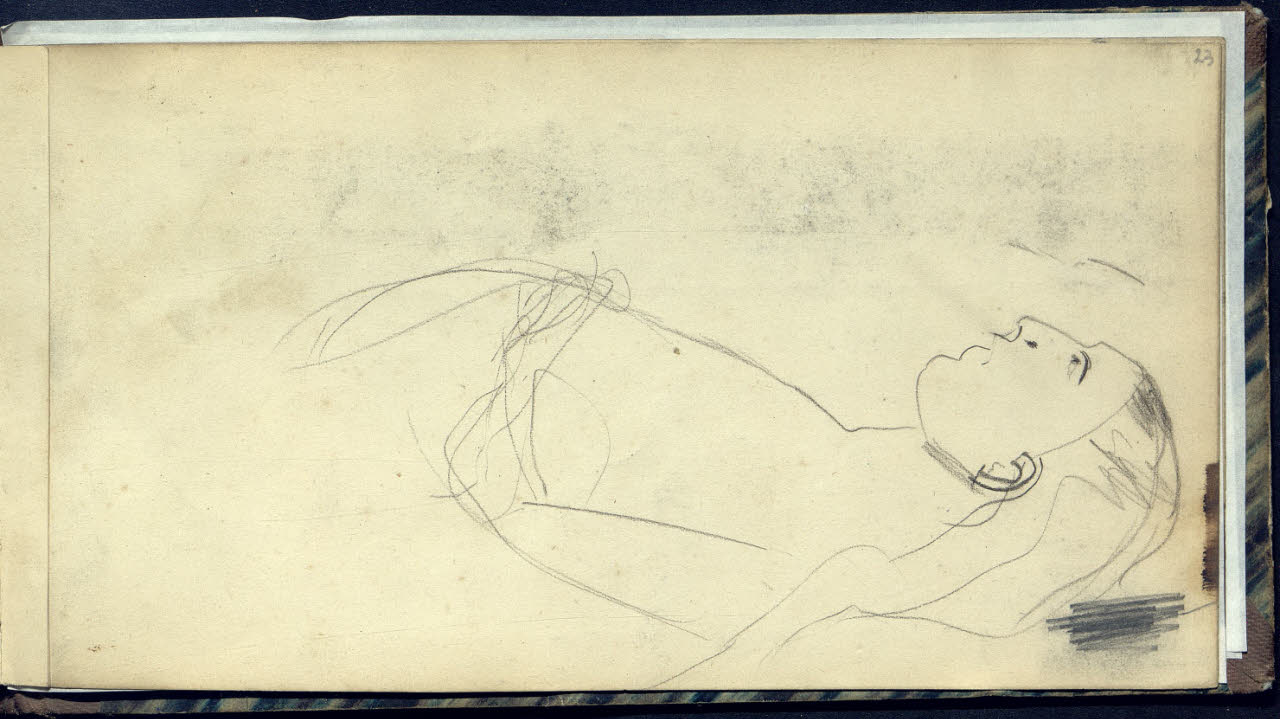 Schizzo di una mezza figura femminile (disegno) di Bianchi, Mosè; Bianchi, Mosè (seconda metà sec. XIX)