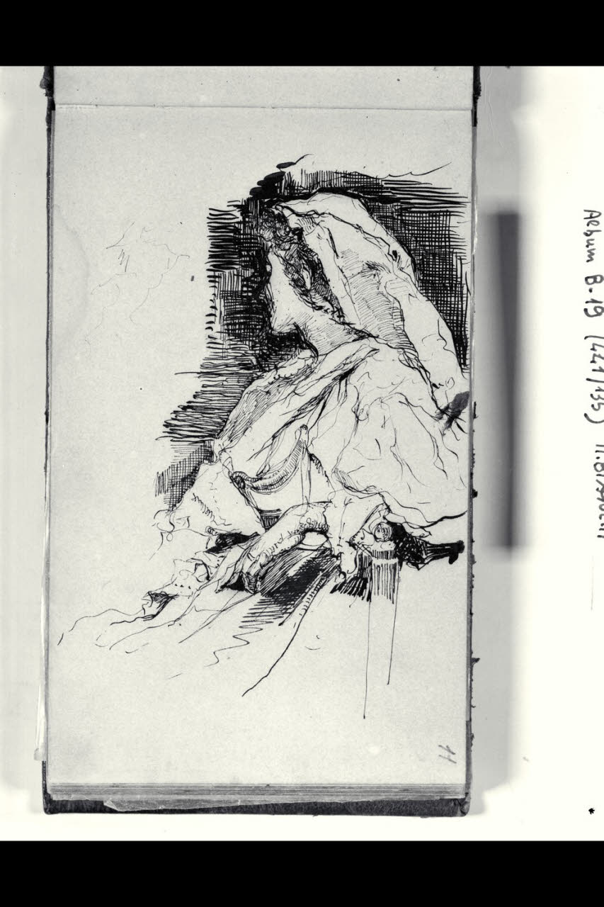 Donna seduta di profilo (disegno) di Bianchi, Mosè; Bianchi, Mosè (seconda metà sec. XIX)