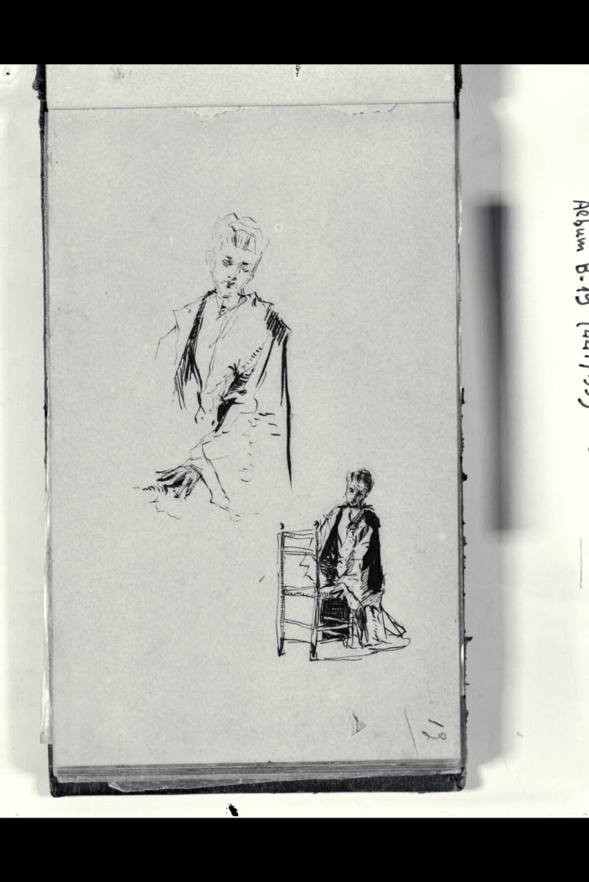 Due studi per una figuretta femminile inginocchiata (disegno) di Bianchi, Mosè; Bianchi, Mosè (seconda metà sec. XIX)