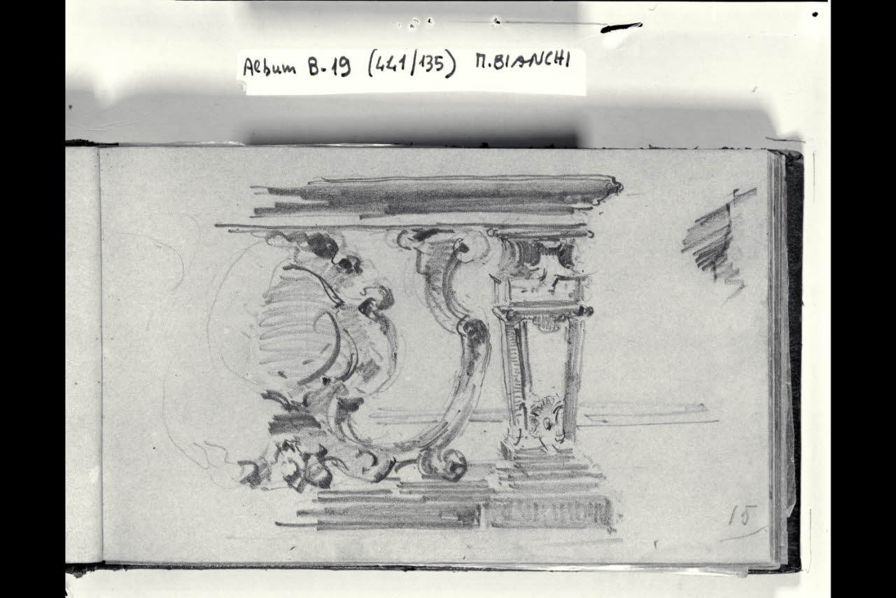 Particolare di una balaustra decorata (disegno) di Bianchi, Mosè; Bianchi, Mosè (seconda metà sec. XIX)