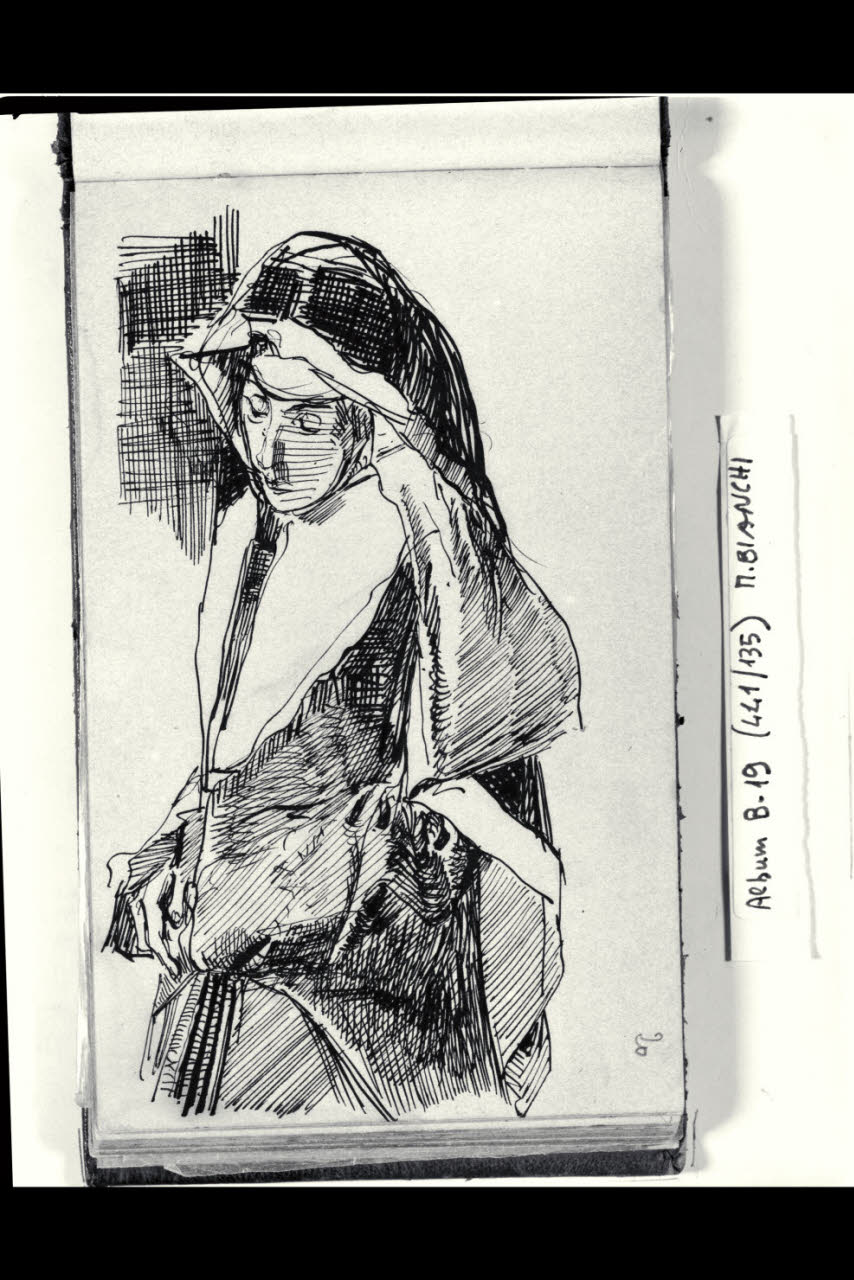 Monaca ritratta a tre quarti di figura (disegno) di Bianchi, Mosè; Bianchi, Mosè (seconda metà sec. XIX)