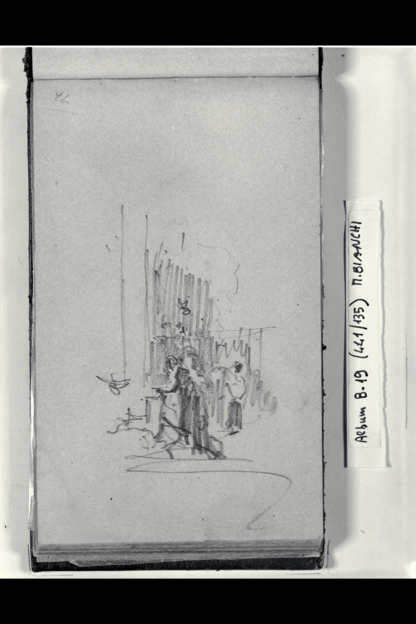 Abbozzo con figurette probabilmente in chiesa (disegno) di Bianchi, Mosè; Bianchi, Mosè (seconda metà sec. XIX)