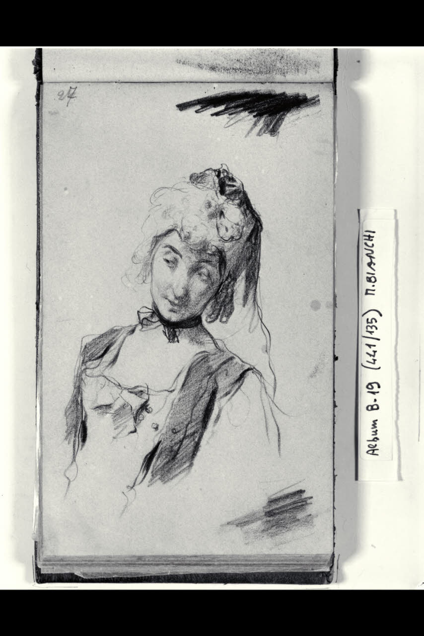 Giovane donna a mezzobusto (disegno) di Bianchi, Mosè; Bianchi, Mosè (seconda metà sec. XIX)