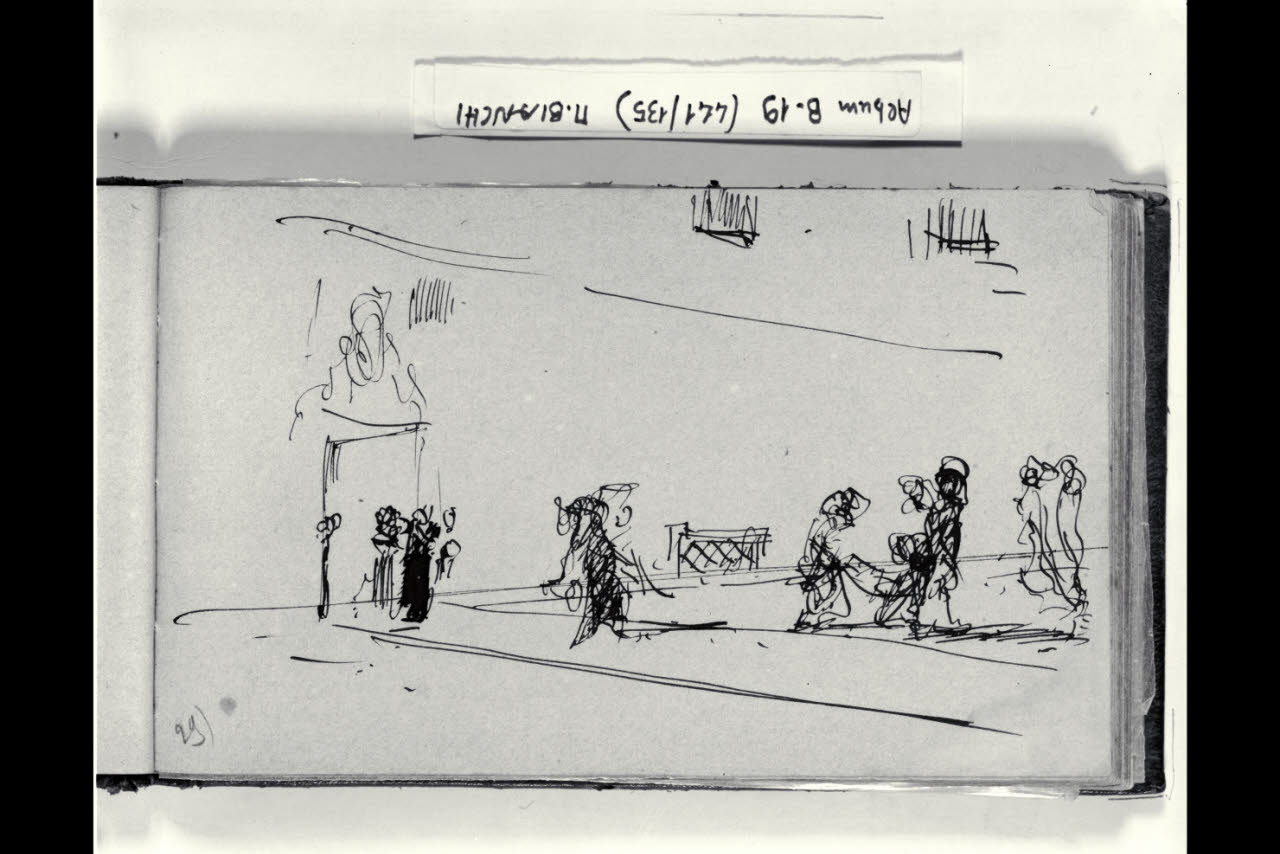 Abbozzo di una strada con macchiette (disegno) di Bianchi, Mosè; Bianchi, Mosè (seconda metà sec. XIX)