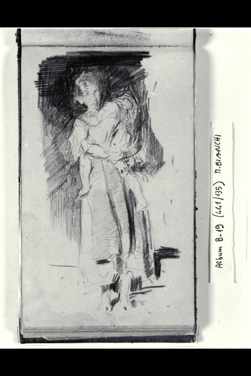 Donna con bimbo in braccio (disegno) di Bianchi, Mosè; Bianchi, Mosè (seconda metà sec. XIX)