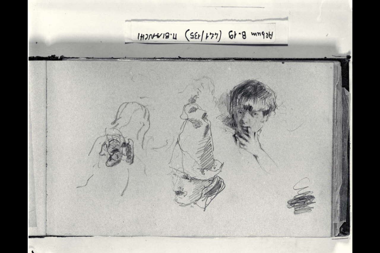 Testina di bimbo e testa di un saltimbanco (disegno) di Bianchi, Mosè; Bianchi, Mosè (seconda metà sec. XIX)