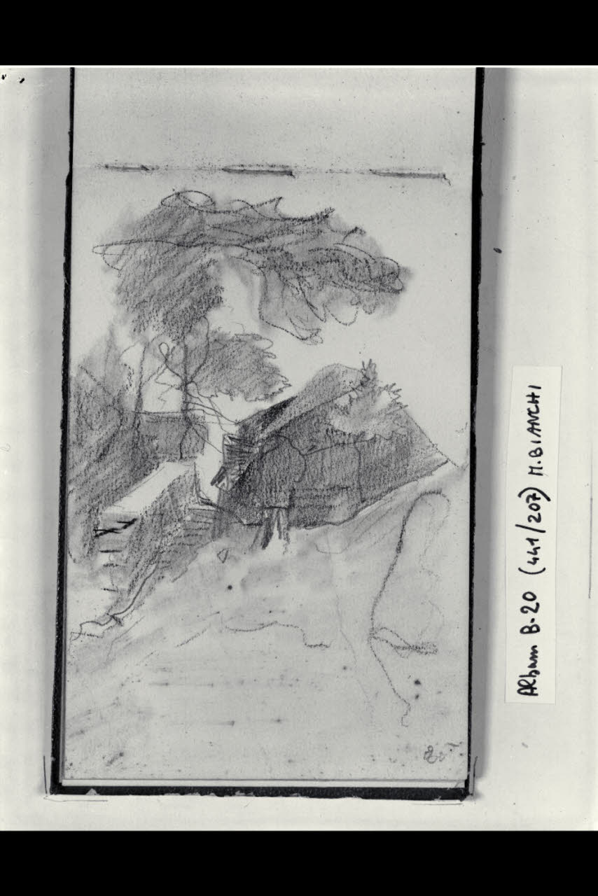 Casolare in montagna (disegno) di Bianchi, Mosè; Bianchi, Mosè (seconda metà sec. XIX)