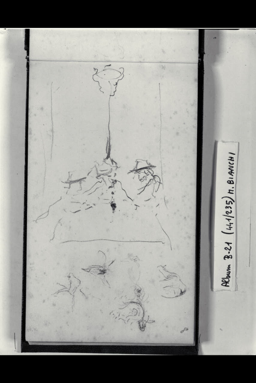 Abbozzo di figurette e altri elementi (disegno) di Bianchi, Mosè; Bianchi, Mosè (seconda metà sec. XIX)