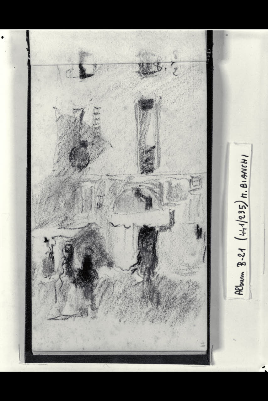 Figurette davanti a una casa (disegno) di Bianchi, Mosè; Bianchi, Mosè (seconda metà sec. XIX)