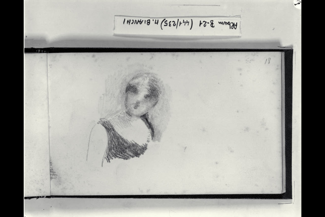 Figura femminile a mezzo busto (disegno) di Bianchi, Mosè; Bianchi, Mosè (seconda metà sec. XIX)