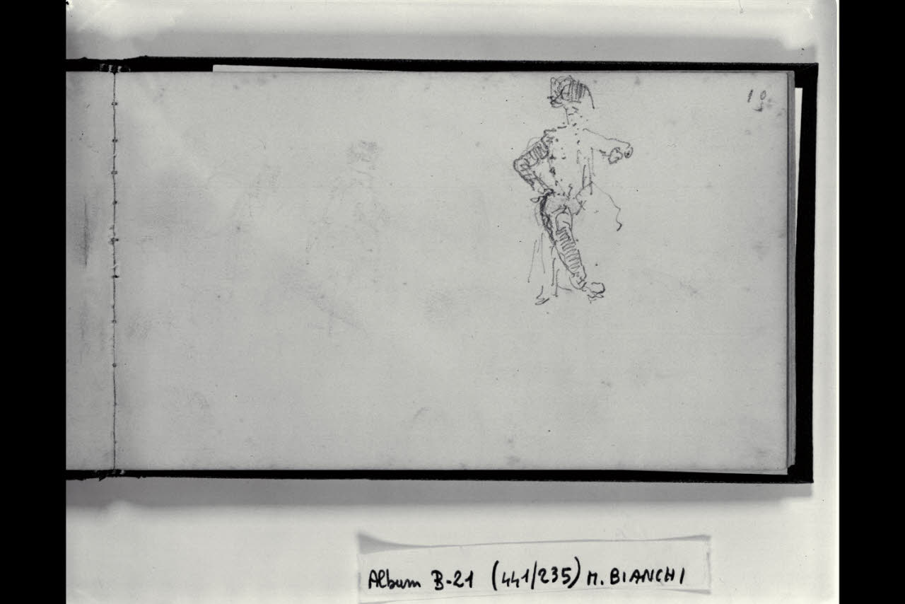 Abbozzo di una figuretta maschile seduta (disegno) di Bianchi, Mosè; Bianchi, Mosè (seconda metà sec. XIX)