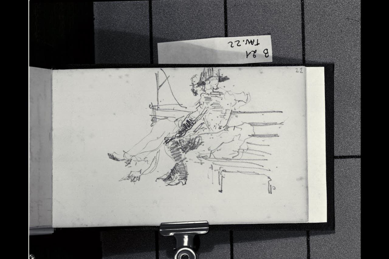 Due figurette sedute (disegno) di Bianchi, Mosè; Bianchi, Mosè (seconda metà sec. XIX)