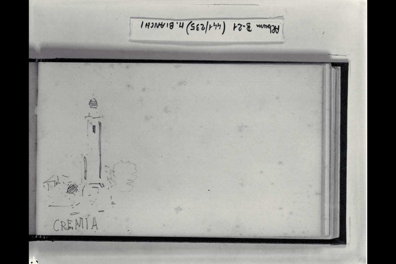 Abbozzo del campanile della chiesa di Cremia (disegno) di Bianchi, Mosè; Bianchi, Mosè (seconda metà sec. XIX)