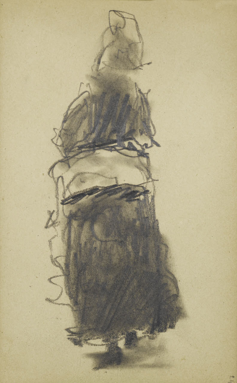 Figuretta femminile vista posteriormente (disegno) di Bianchi, Mosè; Bianchi, Mosè (seconda metà sec. XIX)