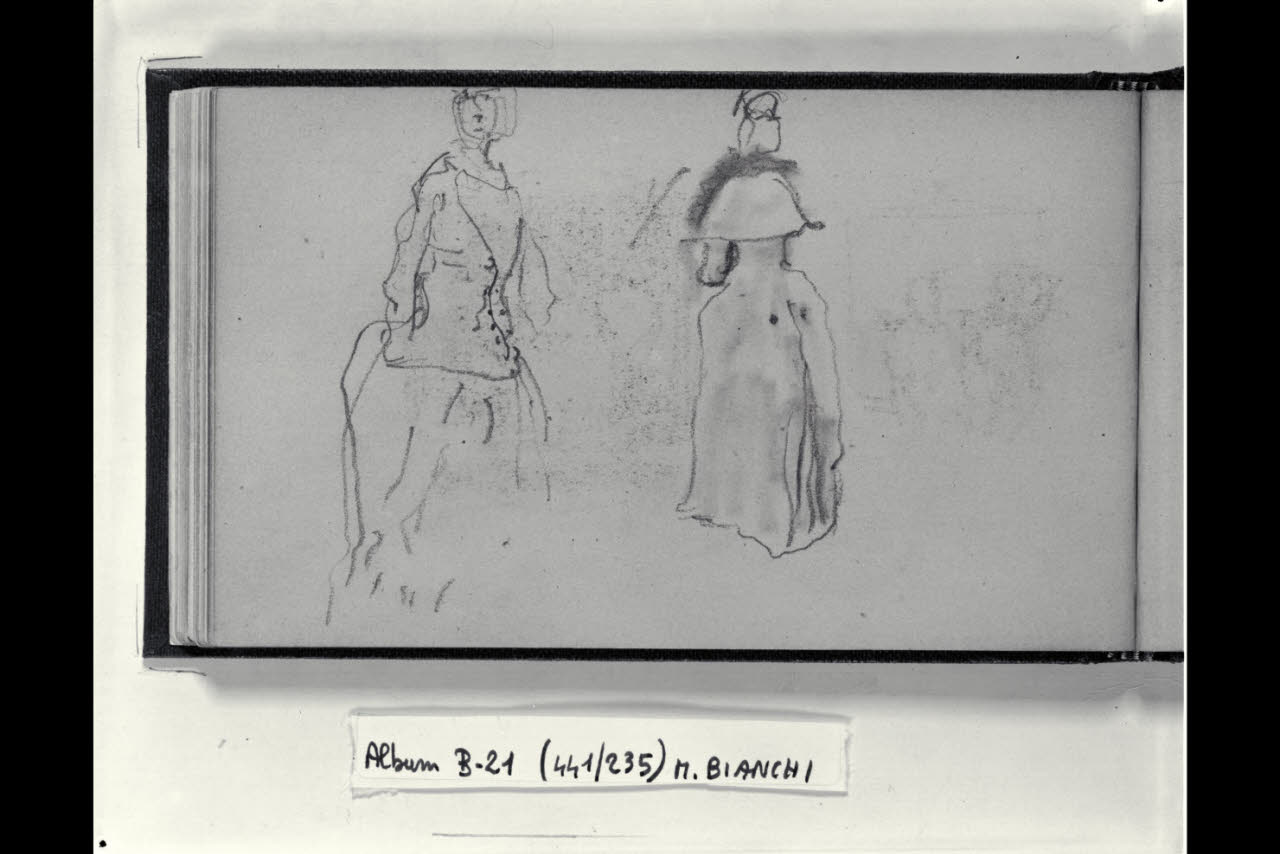 Due figurette femminili (disegno) di Bianchi, Mosè; Bianchi, Mosè (seconda metà sec. XIX)