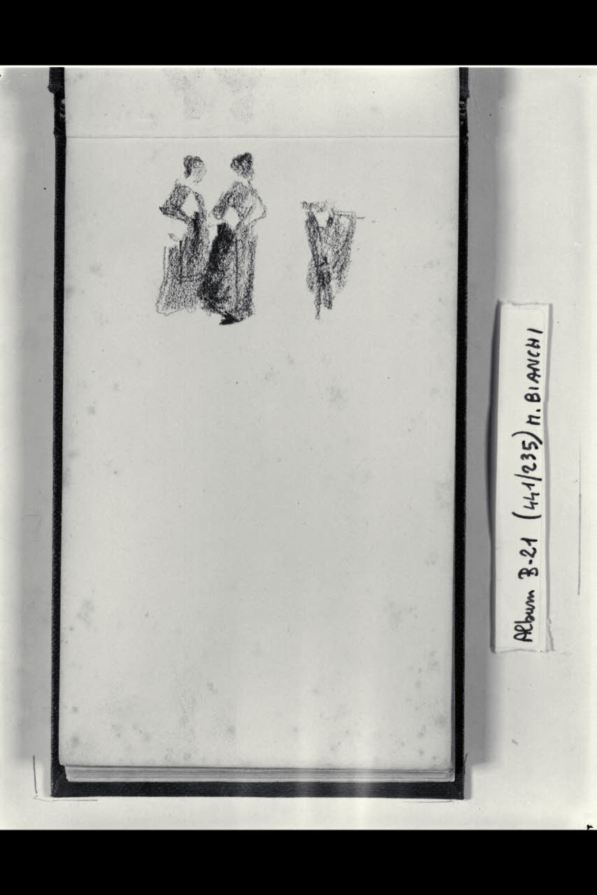 Due figurette femminili in conversazione (disegno) di Bianchi, Mosè; Bianchi, Mosè (seconda metà sec. XIX)