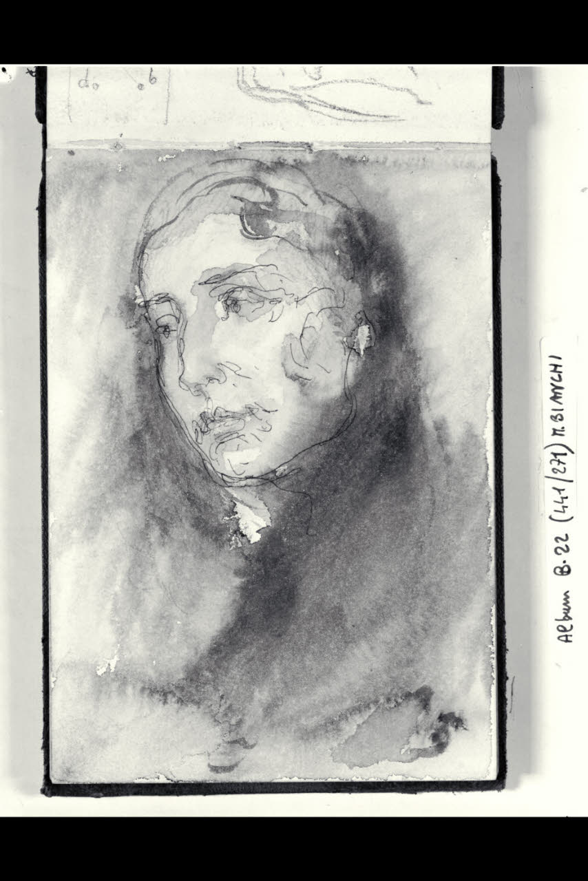 Testa femminile di tre quarti a sinistra (disegno) di Bianchi, Mosè; Bianchi, Mosè (seconda metà sec. XIX)