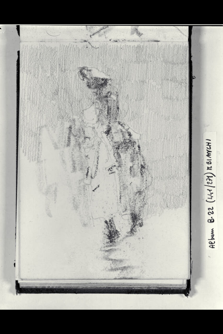 Schizzo di figuretta femminile (disegno) di Bianchi, Mosè; Bianchi, Mosè (seconda metà sec. XIX)