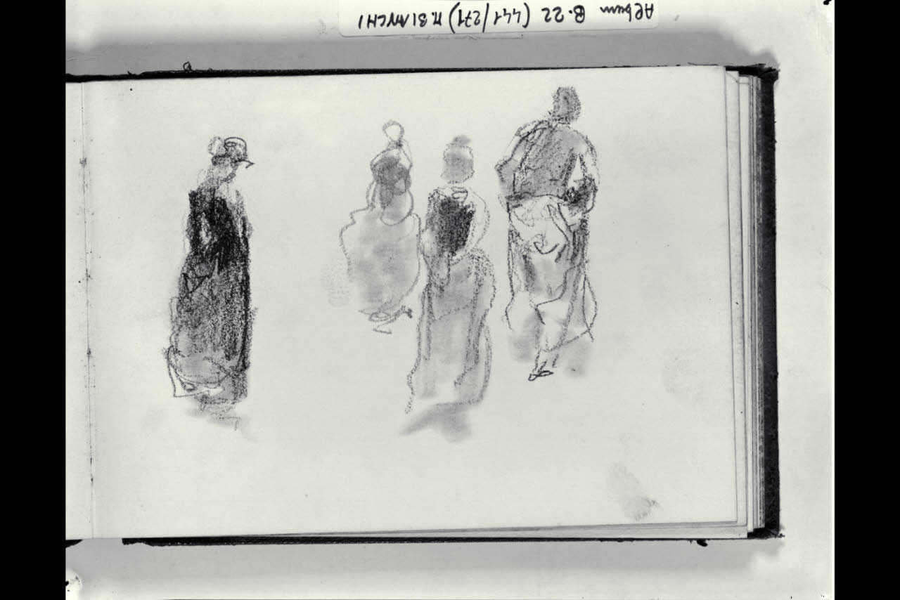 Quattro figurette femminili (disegno) di Bianchi, Mosè; Bianchi, Mosè (seconda metà sec. XIX)