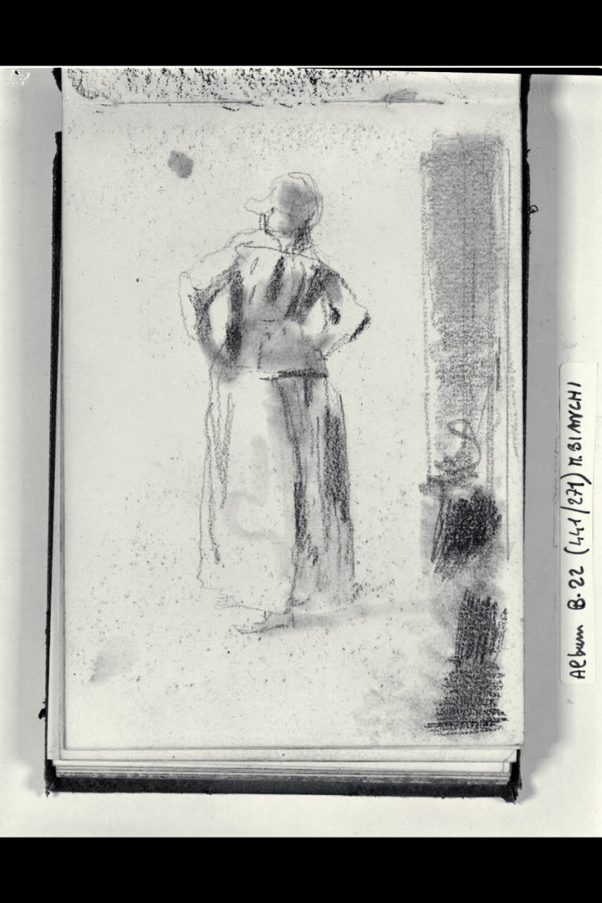 Figuretta femminile stante (disegno) di Bianchi, Mosè; Bianchi, Mosè (seconda metà sec. XIX)