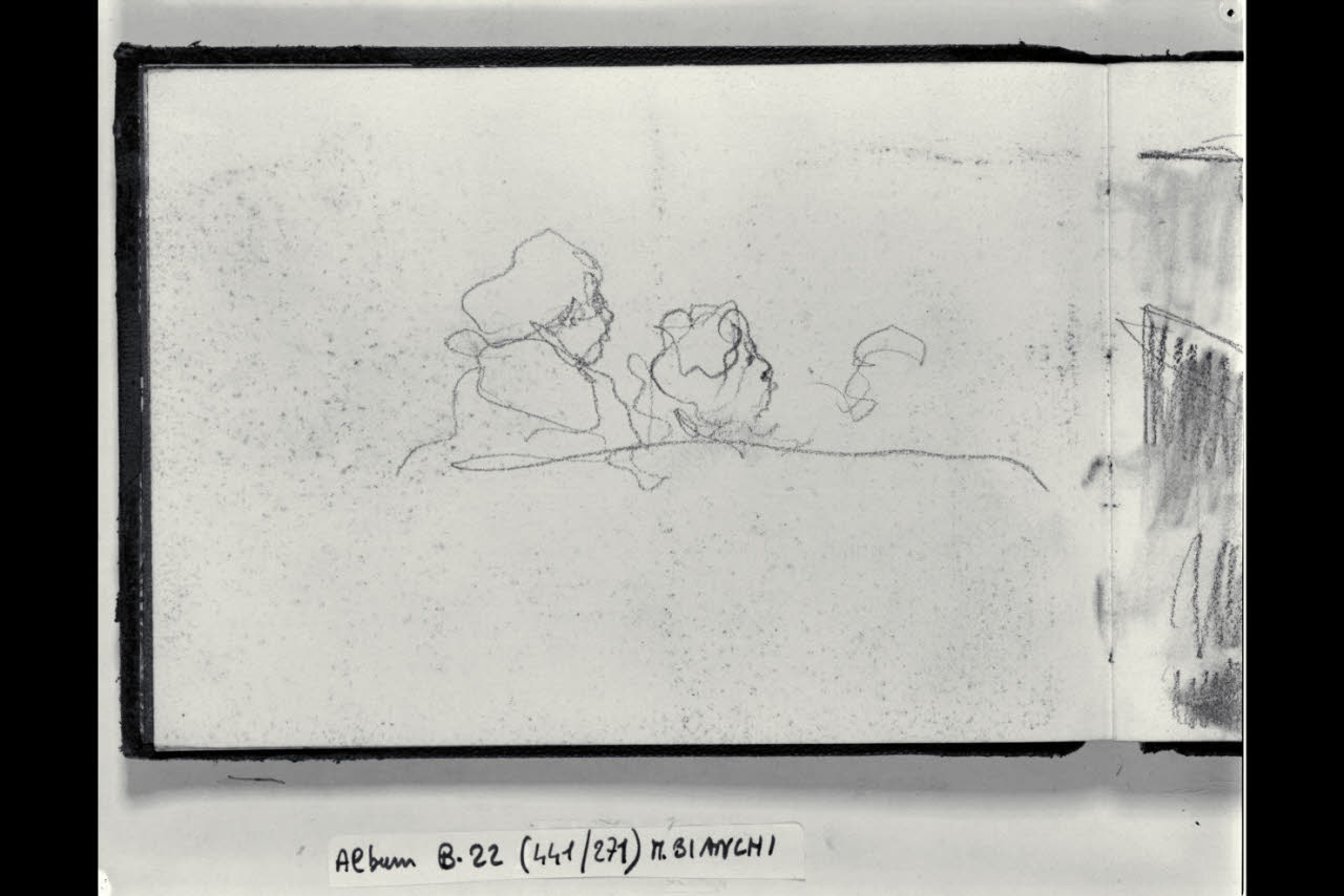 Abbozzo di tre testine (disegno) di Bianchi, Mosè; Bianchi, Mosè (seconda metà sec. XIX)