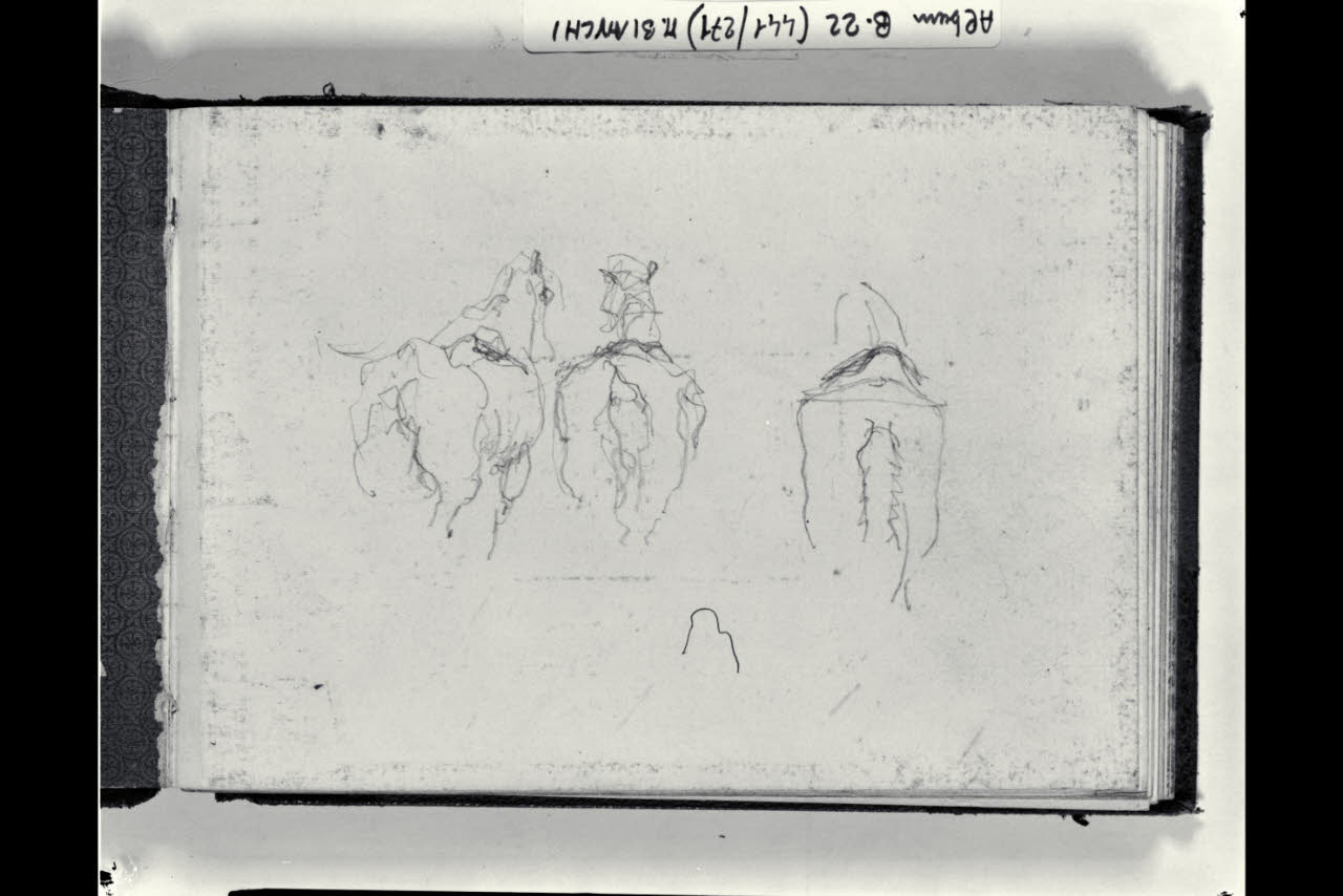 Schizzi di cavalli visti posteriormente (disegno) di Bianchi, Mosè; Bianchi, Mosè (seconda metà sec. XIX)