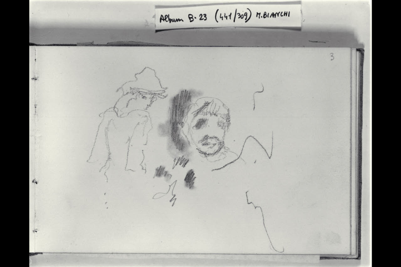 Abbozzo di mezza figuretta e di una testa maschile (disegno) di Bianchi, Mosè; Bianchi, Mosè (seconda metà sec. XIX)